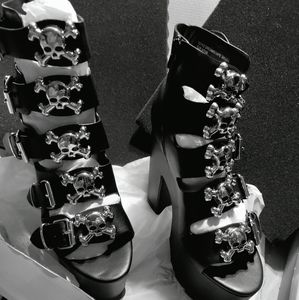 Brand New platform heels with ☠️ on the front